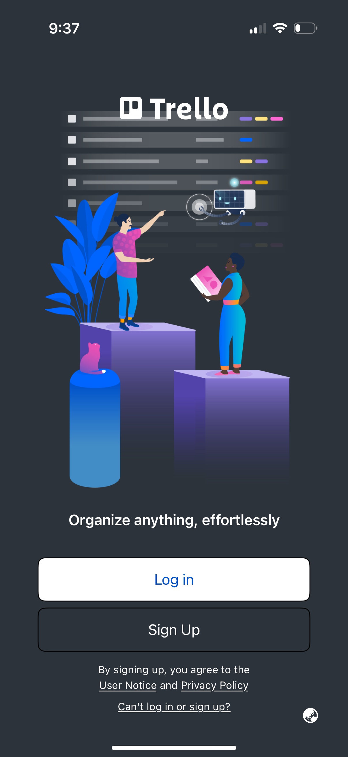 trello login screenshot